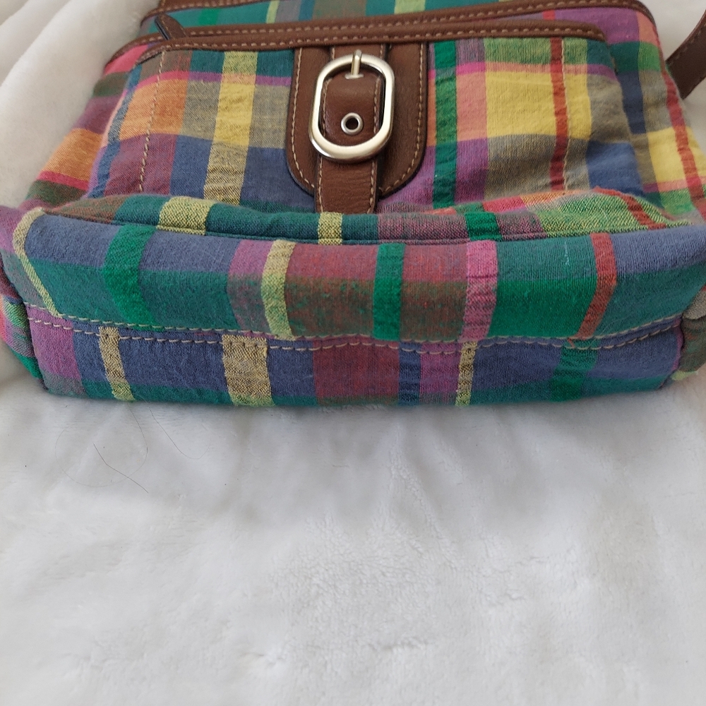 MERONA shoulder bag, handbag, purse Colorful Plaid Crossbody Bag - Picture 6 of 9